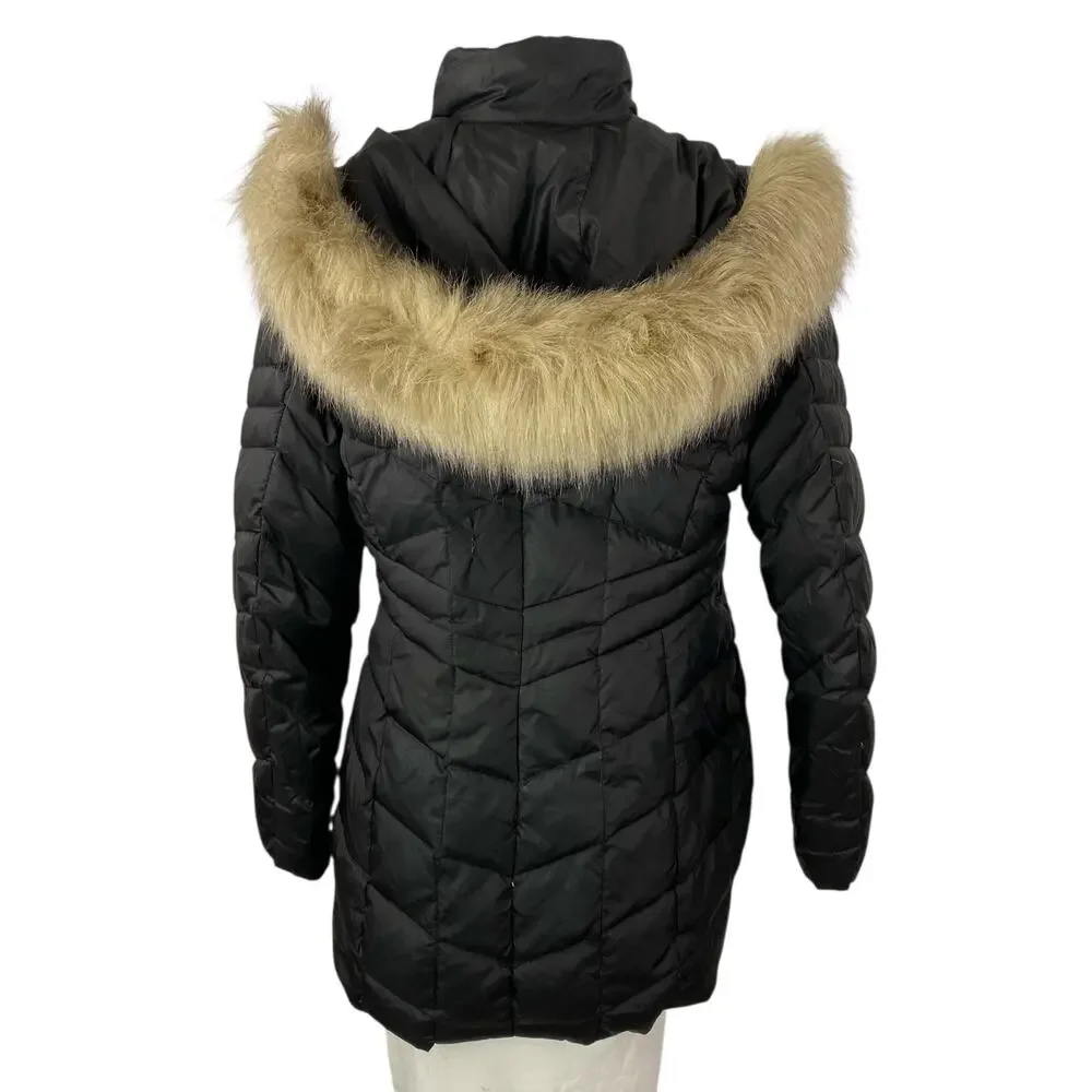 Marc New York Marley Womens Black Quilted Faux Fur Hooded Puffer Coat Jacket S